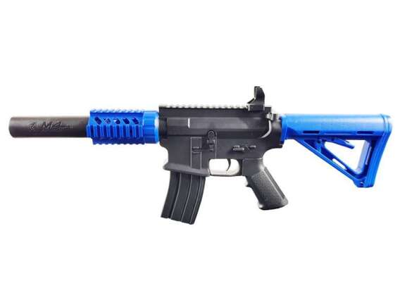 Golden Hawk M4 Rifle with Inbuilt Mock Silencer (Spring Powered - Blue)