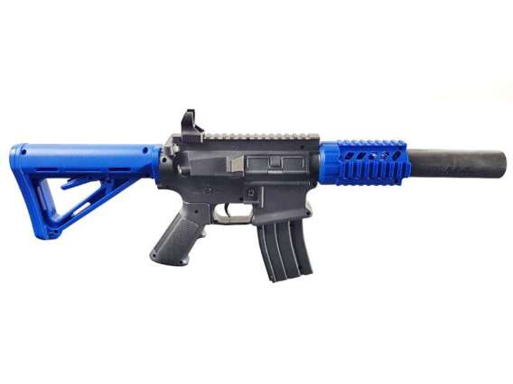 Golden Hawk M4 Rifle with Inbuilt Mock Silencer (Spring Powered - Blue) - Image 5